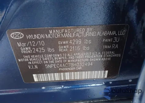 2011 Hyundai Sonata Limited from USA, damaged, VIN 5NPEC4AC7BH032494